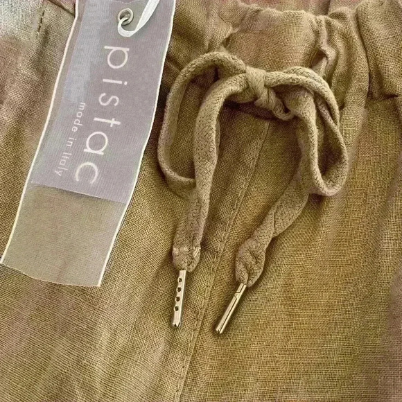 NWT Pistache 100% Linen loose fitting shorts Made in Italy size M in Camel - Picture 4 of 6